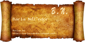 Barla Nándor névjegykártya